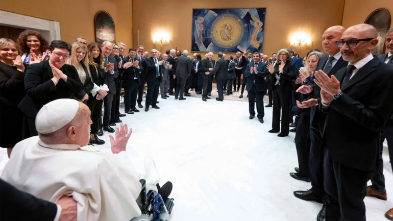 Pope Francis thanks doctors who saved his life in meeting at Vatican