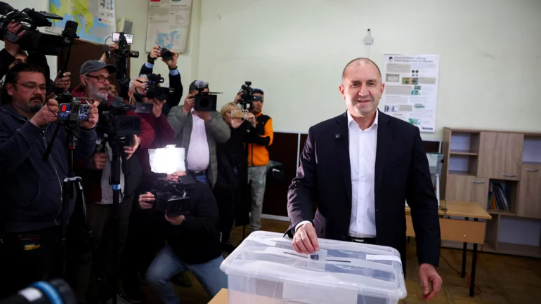 Bulgaria's pro-Russian former president takes strong lead in election, exit polls show