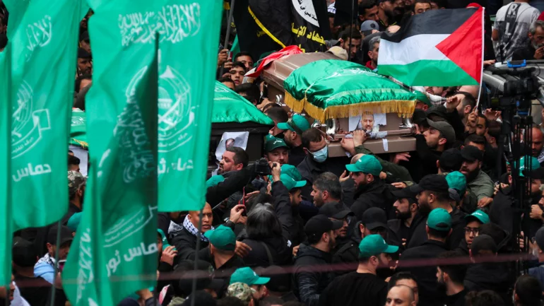 Slain Hamas deputy chief buried in Palestinian camp in Beirut