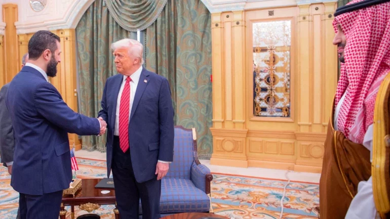 Trump meets Syrian president, urges him to establish ties with Israel