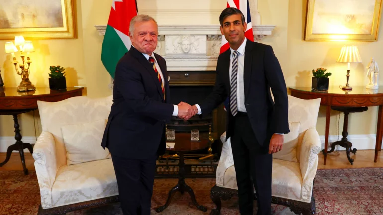 British Prime Minister Rishi Sunak meets Jordan's King Abdullah II